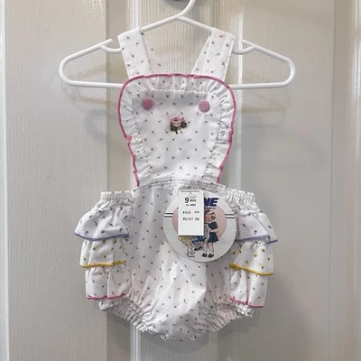 Vintage Stone Apparel Pastel Rose Bud Sunsuit Romper Girls Size 9 Months w/TAGS - Image 1 of 4