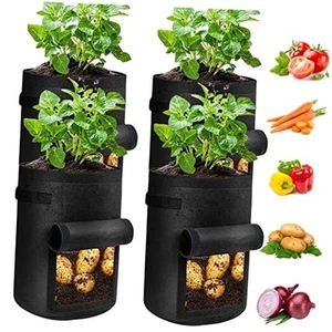 4 Pack Potato Grow Bags 10 Gallon with Flap, Heavy Duty Fabric with Handle and - Picture 1 of 8
