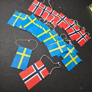 Scandinavian Paper Flag Lot 2" Ornaments Sweden Norway Christmas Tree Decor 22Pc - Picture 1 of 8