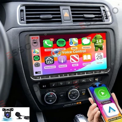 9" Android14 Car Stereo Radio For VW Volkswagen Jetta Passat Carplay GPS MIC+CAM - Image 1 of 4