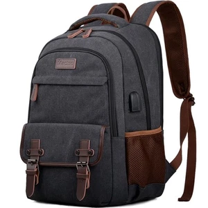 Canvas Travel Laptop Backpack for Men Women, Business Work Rucksack College S... - Picture 1 of 7