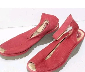 Fly London Sandalen Riemchen Keilabsatz rot Wildleder Leder S2 40 - Bild 1 von 8