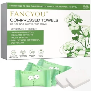 Large Compressed Disposable Face Towel, Thicken 20 Count (Pack of 1), Green - Picture 1 of 9