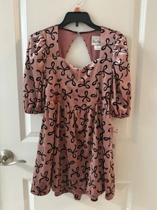 NWT Rare Editions Girls Dress Size 7 – Pink Velvet with Black Bows, $64 Retail - Picture 1 of 5