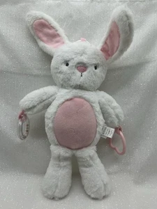 Modern Baby White Bunny Rabbit Plush Rattle Pram Toy Lovey Snuggie Unisex - Picture 1 of 19