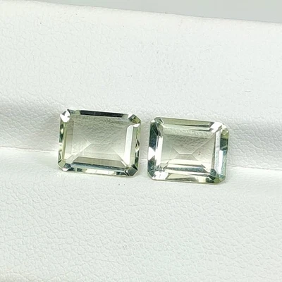 3.87 Ct Natural Green Amethyst High Luster Cushion Cut Pair- 8966 - Image 1 of 2