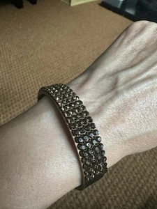 Swarovski Rose Gold And Leather Bracelet / Cuff In Original Box - Picture 1 of 10