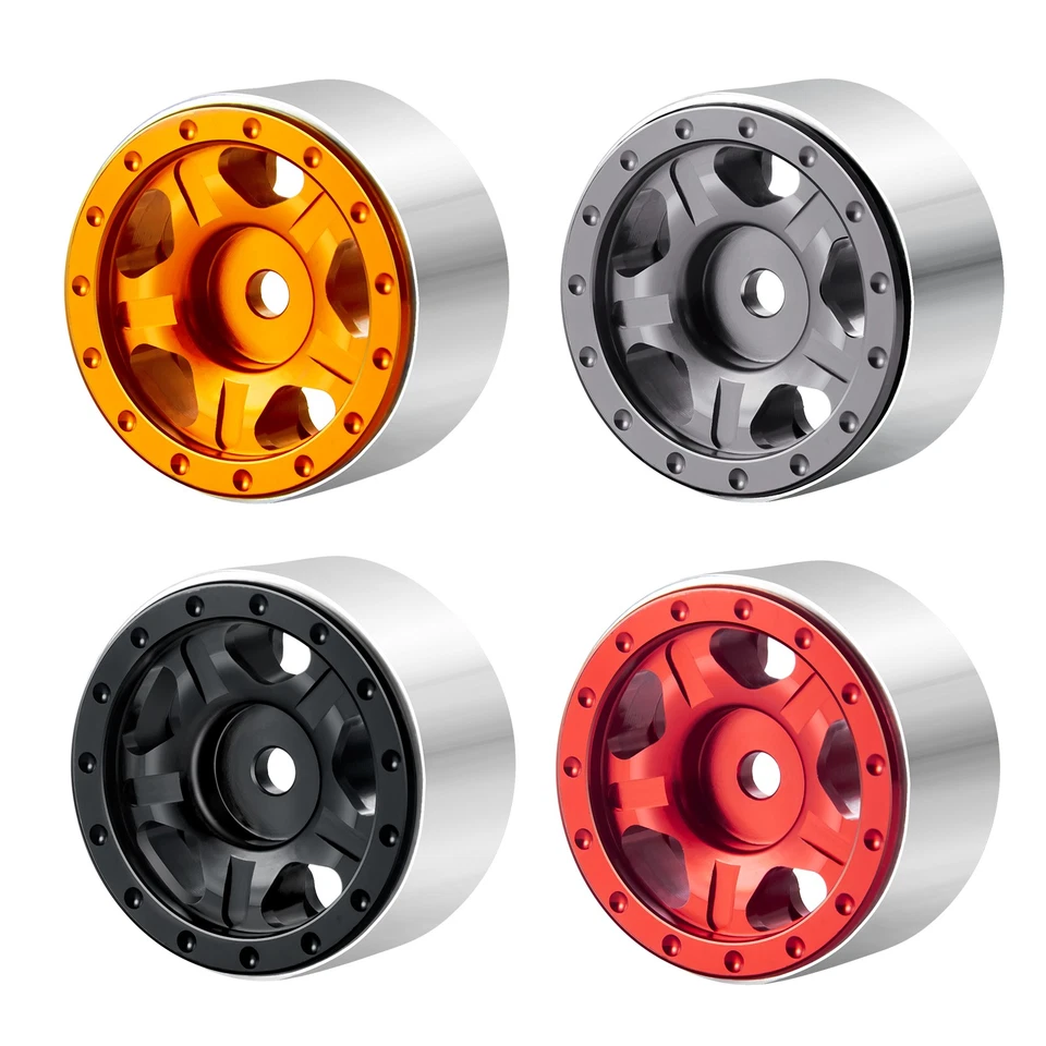 4x Metal Beadlock Micro Wheel Rims for 1/24 RC Crawler Car Axial SCX24 Universal - Image 1 of 1