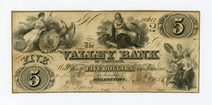 1855 $5 The Valley Bank - Hagerstown, MARYLAND Note  - Picture 1 of 2