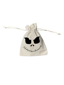 Halloween Kordelzug Leckerlibeutel, klein, wiederverwendbar, Stoff, Geistergesicht, - Bild 1 von 3