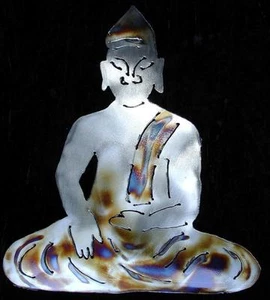 BUDDHA Budismo Asiático Tailandés Zen Metal Arte de Pared Decoración - Imagen 1 de 1
