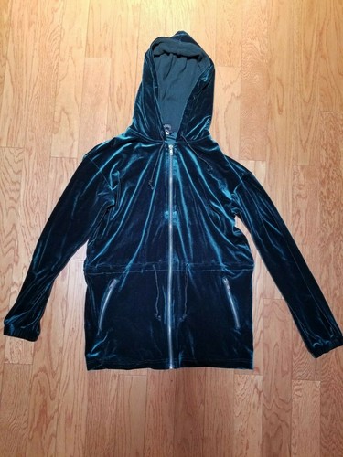 UNDERCOVER FELPA CON CAPPUCCIO FULL ZIP MODA INTERNATIONAL VICTORIA'S SECRET VELLUTO VERDE TAGLIA XS