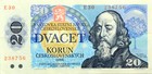 Tschechoslowakei ČSSR - Geldschein BANKNOTE - 20 Kronen Korun 1988 Jan Komensky