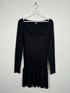 Jean Paul Gaultier schwarz Mini Langarm gerafft dehnbar Y2K Jerseykleid UK XS - Bild 1 von 8