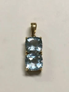 14 K GELBGOLD 6 KARAT BLAUTOPAS ANHÄNGER KISSENSCHLIFF - Bild 1 von 4