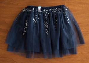 NEW Justice Girls 8 Navy Blue Tiered Sequin Tulle Ruffle Skirt Attached Shorts - Picture 1 of 6