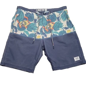 KATIN Floral Colorblock Board Shorts Preppy Beach Surf Swim Casual 32 - Picture 1 of 12