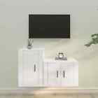 NNEVL 2 Piece TV Cabinet Set White Engineered Wood