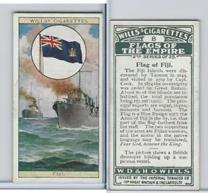 W62-135b Wills, Flags of the Empire, 2nd, 1929, #8 Fiji - Picture 1 of 1