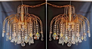 Paar Kronleuchter Wasserfall 70 Ø50cm Vintage Pair of Chandeliers Wasserfall - Bild 1 von 12