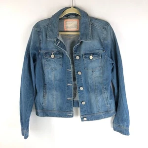 Mexx Jeans Womens Denim Jacket Retro Trucker Medium Wash Fading Stretch XL - Picture 1 of 5