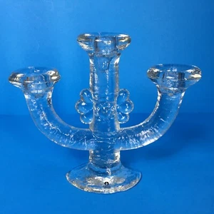 Vintage Pukeberg Swedish Glass Candelabra by Staffan Gellerstedt w/Label - Picture 1 of 13