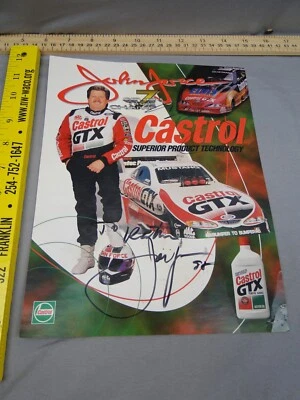 John Force Autograph Castrol GTX Funny Car 8.5 x 11 Postcard NHRA - Image 1 of 4