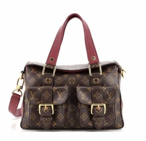 Louis Vuitton Manhattan NM Handbag Monogram Canvas and Raisin Trim - Picture 1 of 13