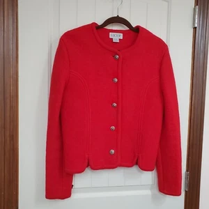 Vintage boiled Wool blazer SKYR  Women's Size 8 Button Front Long Sleeve Red - Picture 1 of 10