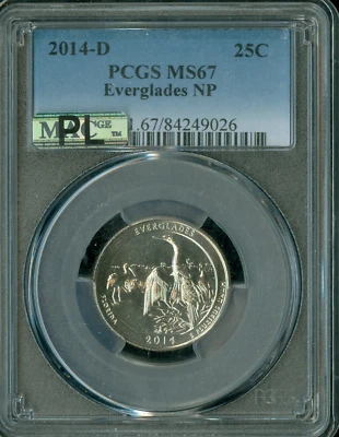 2014 D EVERGLADES  QUARTER  PCGS MS67 PQ MAC PROOFLIKE SPOTLESS * - Image 1 of 2