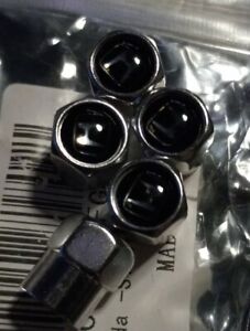 Set of 5 HONDA Tire Valve Stem Caps silver/BLACK