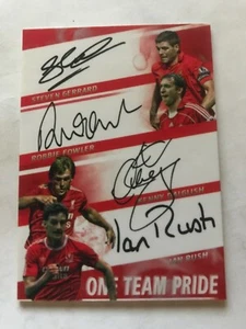 LIVERPOOL STEVEN GERRARD + ROBBIE FOWLER + KENNY DALGLISH + IAN RUSH NACHDRUCK AUTO CUST - Bild 1 von 3