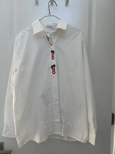 Vintage Jacobson’s Button down women’s Santa Christmas Shirt  Unique Classy - Picture 1 of 5