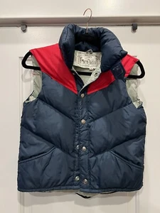 Vintage William Barry Colorado Down Puffer Vest Jacket Red Blue BOYS 14 USA - Picture 1 of 6