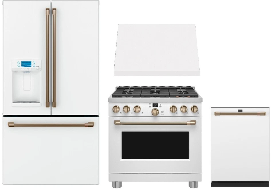 GE Cafe CYE22TP4MW2 36" Matte White Counter Depth French Door Smart Refrigerator