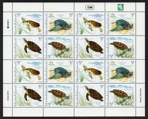 MARSHALL ISLANDS, SCOTT # 805, FULL MNH SHEET OF 2002 SEA TURTLES, MARINE LIFE - Picture 1 of 1