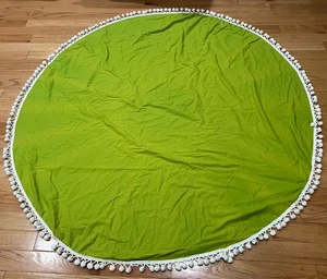 Vintage 60-70’s Tablecloth Pompom Edge Round 70” Clean EUC Cotton Fashion Manor - Picture 1 of 7