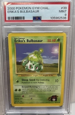 PSA 9 MINT Erika's Bulbasaur 39/132 Gym Challenge 2000 Pokemon TCG - Image 1 of 2