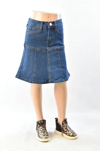 Kleiner Mädchen Stretch Jeans Rock 5 Taschen wadenlang indigo Gr. 4/6 #JW0146 - Bild 1 von 4