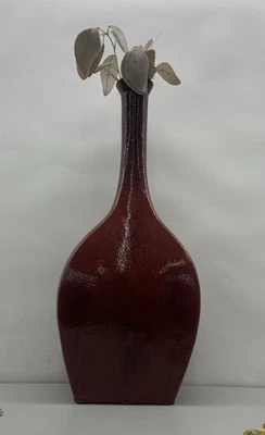 Jarrón de piso grande Toyo 27,5" rojo profundo esmalte craquelado cerámica decoración del hogar Foto 1 de 4