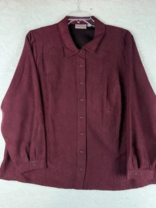 Studio Works Women’s 3X Burgundy Faux Suede Button Down Shirt NWT - Picture 1 of 14