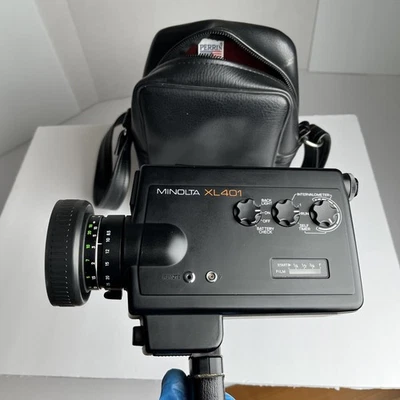 Câmera de Filme Minolta XL 401 Super 8 com Estojo Perrin Vintage Raro - TESTADO E FUNCIONA - Imagem 1 de 4