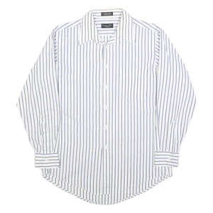 CHRISTIAN DIOR Mens Blue & White Striped Shirt L Classic Cotton Blend - Picture 1 of 6