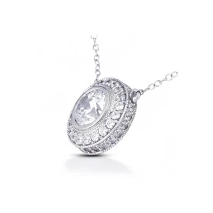 0.75ct tw D VS2 Round Cut Earth Mined Certified Diamonds 18K Gold Halo Pendant - Picture 1 of 3