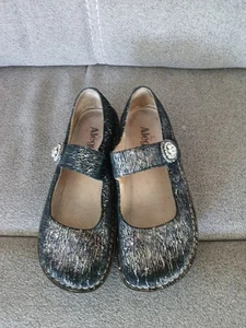 Alegria PAL 538 Leather metallic holographic Mary Janes Shoes Sz 37 US 6.5-7 - Picture 1 of 7