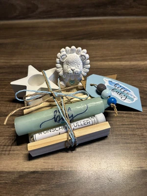 Baby Geschenk zur Geburt , Junge, Taufe, Kerze, Löwe, Geldgeschenk   #03 - Bild 1 von 4