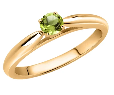 0.20 Ct Green Peridot Solitaire Engagement Ring In 925 Silver Yellow Gold Plated - Image 1 of 4