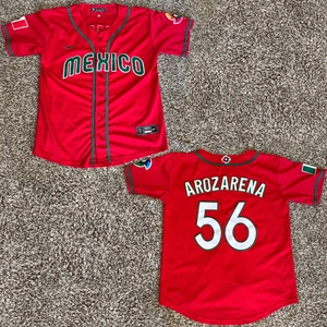Mexico Men’s Randy Arozarena #56 Baseball Jersey Red Embroidered Size Medium - Picture 1 of 14