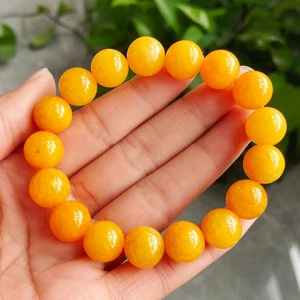 12mm Natural hetian color Jade Gemstone Beads Bracelet - Picture 1 of 6
