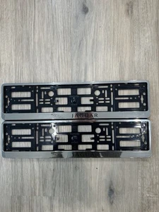 X2 Jaguar Silver Number Plate Surrounds Holders Frame Authentic - Picture 1 of 5